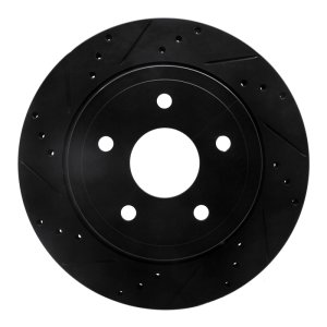 Dodge Ram 1500 Brake Rotor (1) - Rear Left - R1 Concepts - Drilled & Slotted - Black - `04-`06